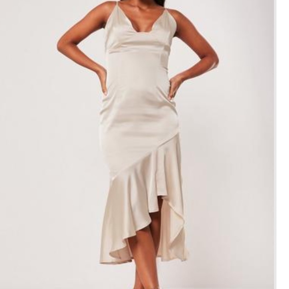 Champange satin midi dress